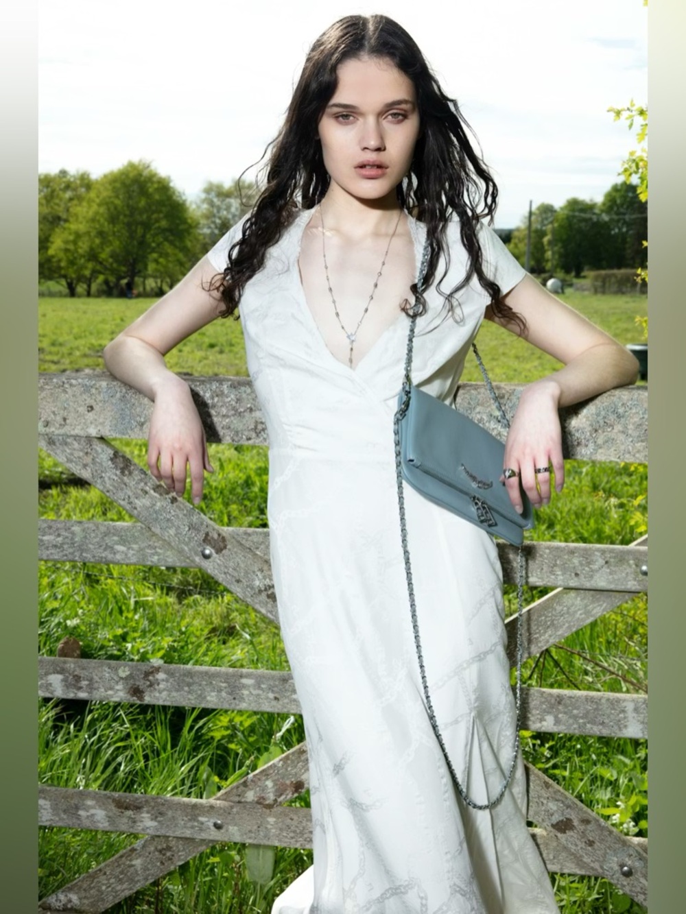 Zadig & Voltaire White V-Neck Cap Sleeve Maxi Dress